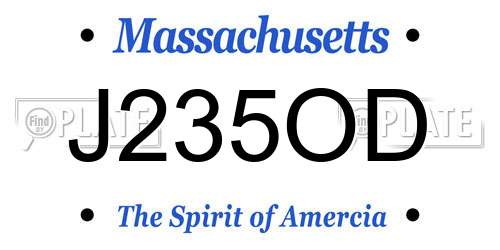 J235OD Massachusetts License Plate