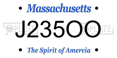 J235OO Massachusetts License Plate