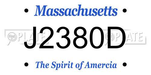J2380D Massachusetts License Plate