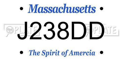 J238DD Massachusetts License Plate