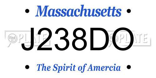 J238DO Massachusetts License Plate