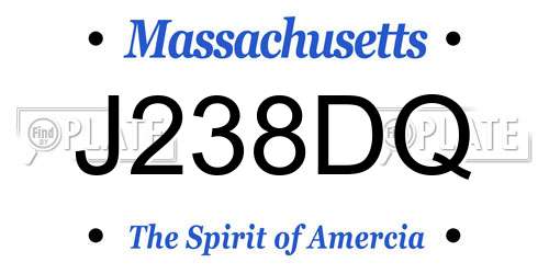 J238DQ Massachusetts License Plate