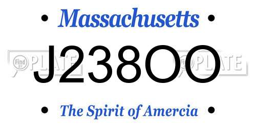 J238OO Massachusetts License Plate
