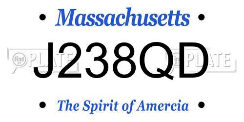 J238QD Massachusetts License Plate