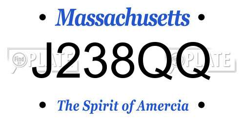 J238QQ Massachusetts License Plate