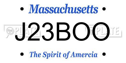 J23BOO Massachusetts License Plate