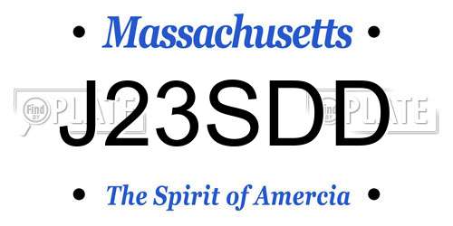 J23SDD Massachusetts License Plate