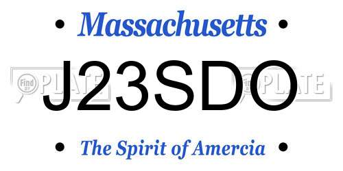 J23SDO Massachusetts License Plate