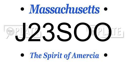 J23SOO Massachusetts License Plate