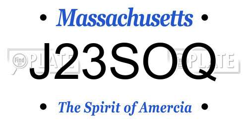 J23SOQ Massachusetts License Plate