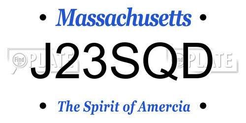 J23SQD Massachusetts License Plate