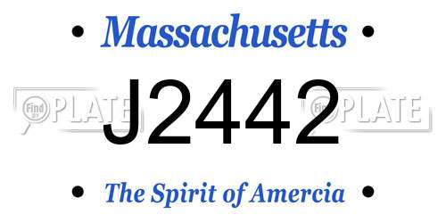 J2442 Massachusetts License Plate
