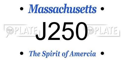 J250 Massachusetts License Plate