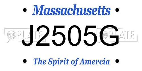J2505G Massachusetts License Plate