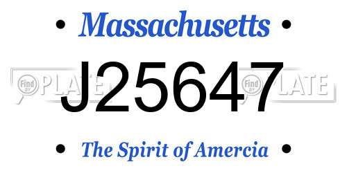 J25647 Massachusetts License Plate