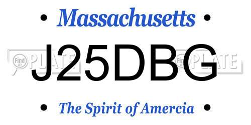 J25DBG Massachusetts License Plate