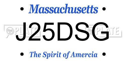 J25DSG Massachusetts License Plate