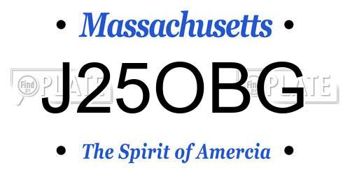 J25OBG Massachusetts License Plate