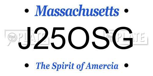 J25OSG Massachusetts License Plate