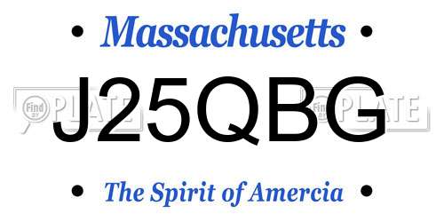 J25QBG Massachusetts License Plate