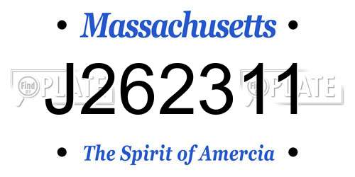 J262311 Massachusetts License Plate