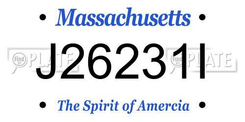 J26231I Massachusetts License Plate