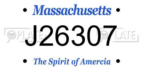 J26307 Massachusetts License Plate