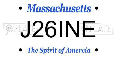 J26INE Massachusetts License Plate