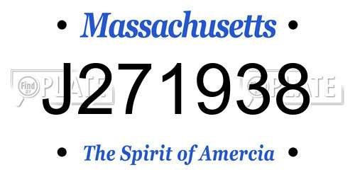 J271938 Massachusetts License Plate