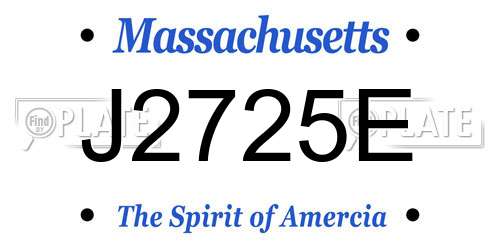 J2725E Massachusetts License Plate
