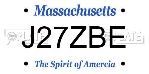 J27ZBE Massachusetts License Plate