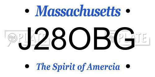 J28OBG Massachusetts License Plate