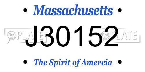 J30152 Massachusetts License Plate