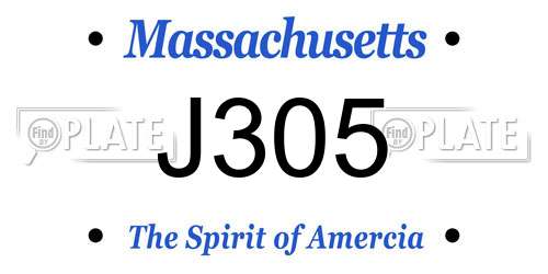 J305 Massachusetts License Plate
