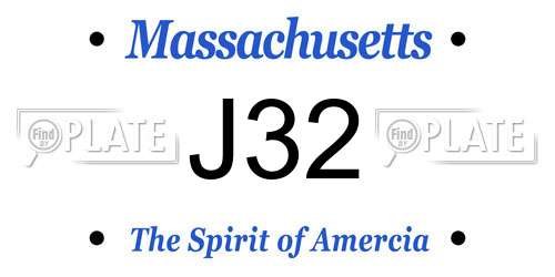 J32 Massachusetts License Plate
