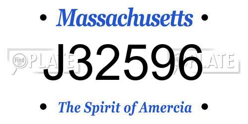 J32596 Massachusetts License Plate