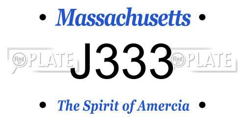 J333 Massachusetts License Plate