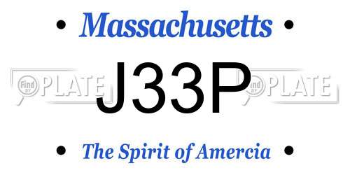 J33P Massachusetts License Plate
