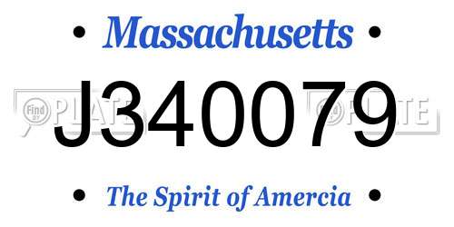 J340079 Massachusetts License Plate