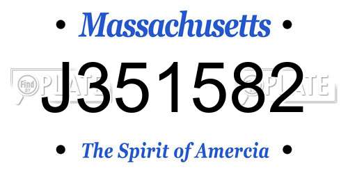J351582 Massachusetts License Plate