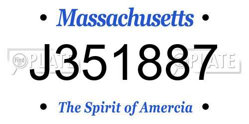 J351887 Massachusetts License Plate