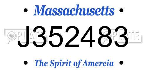 J352483 Massachusetts License Plate