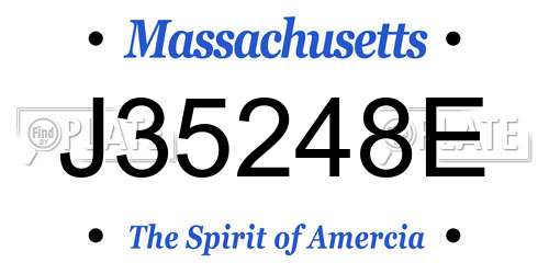 J35248E Massachusetts License Plate