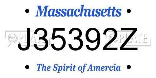 J35392Z Massachusetts License Plate