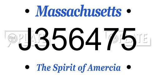 J356475 Massachusetts License Plate