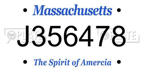 J356478 Massachusetts License Plate