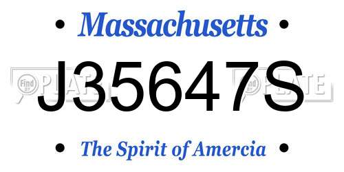 J35647S Massachusetts License Plate