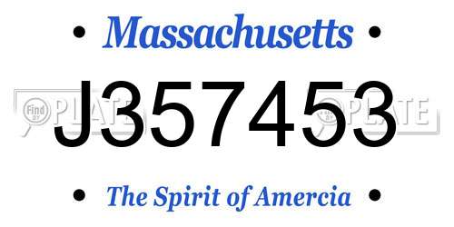 J357453 Massachusetts License Plate