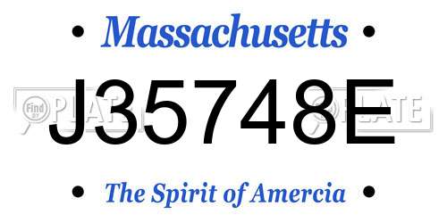 J35748E Massachusetts License Plate