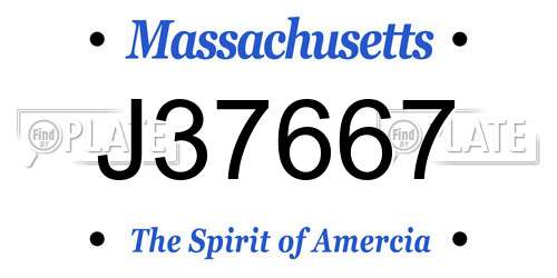 J37667 Massachusetts License Plate